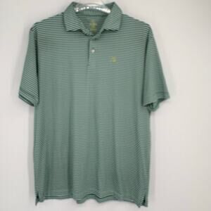Rhoback Green and White Striped Polo